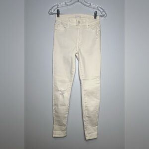 MOTHER The Charmer warm ivory ski jeans size 24 distressed knee